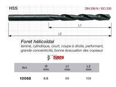 Forets HSS DIN 338-N 6.8 mm