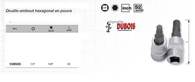 Douille-embout 1/4" 6 pans creux 1/4"