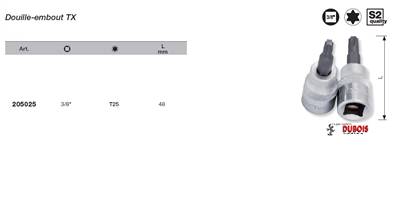 Douille-embout 3/8" TX T25