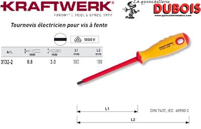 Tournevis électricien vis à fente 3.0 mm