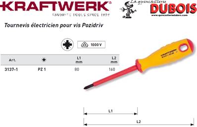 Tournevis électricien Pozidriv No. 1