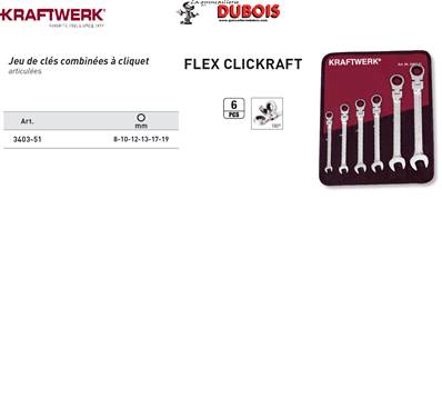 Jeu de 6 clés à cliquet articulées CK promotion