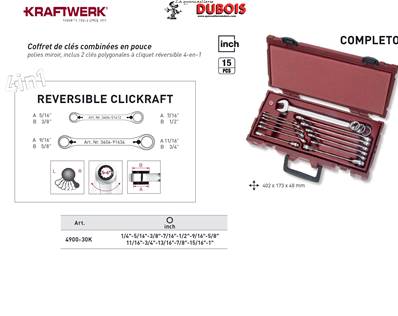 Coffret de clés mixtes CK en pouce 14 p.