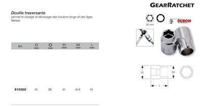 Douille 30 mm pour 30 mm GearRatchet
