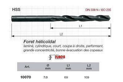 Forets HSS DIN 338-N 7.0 mm