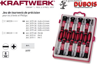 Jeu de 8 tournevis d'horloger -/+ promotion