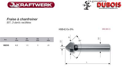 Fraise à noyer 90° ASR Co5 6.3 mm