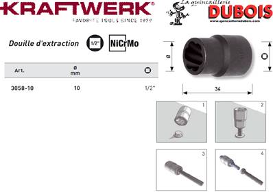 Douille d'extracteur 1/2" 10 mm