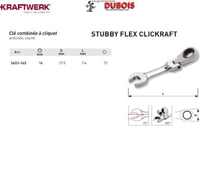 Clé courte flex. à cliquet CK 14 mm KRAFTWERK PROMOTION 3403-14S