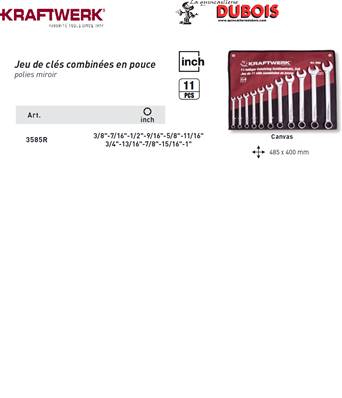 Jeu 11 clés comb. pol. miroir en trousse promotion