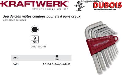 Jeu de 9 clés mâles 1.5-10 mm promotion