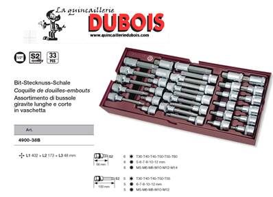 Coq. 33 douilles-embouts 1/2" COMPLETO