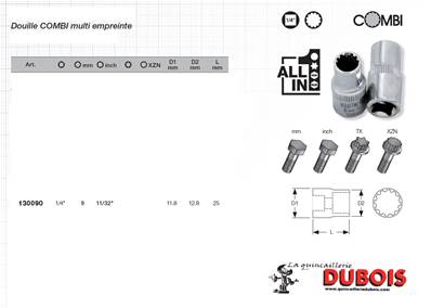Douille Combi 1/4" 9 mm