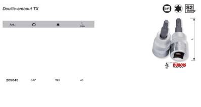 Douille-embout 3/8" TX T45