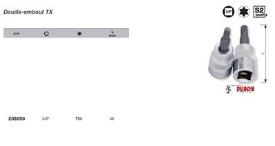 Douille-embout 3/8" TX T50