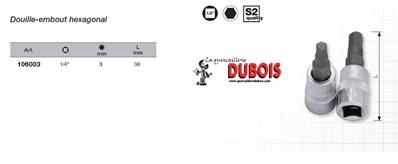 Douille-embout 1/4" 6 pans creux 3 mm