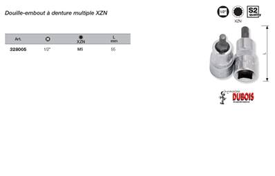 Douille-embout 1/2" à denture multip. M5