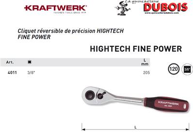 Cliquet réversible 3/8" 120 d. hightech