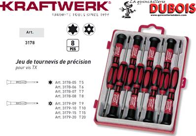 Jeu de 8 tournevis d'horloger TX promotion