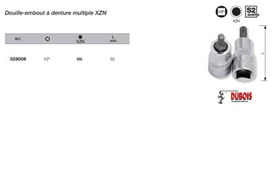 Douille-embout 1/2" à denture multip. M6