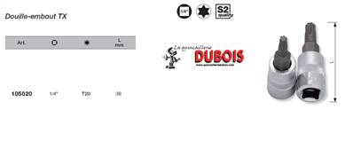 Douille-embout 1/4" TX T20