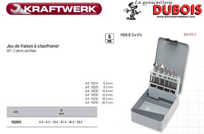Jeu de 6 fraises à noyer 90° ASR Co5 promotion