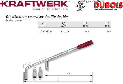 Levier de roues avec douille doubles 17x19 mm KRAFTWERK 2585-1719