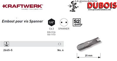 Embout Torq 1/4" 25 mm N° 4, 5 pcs.