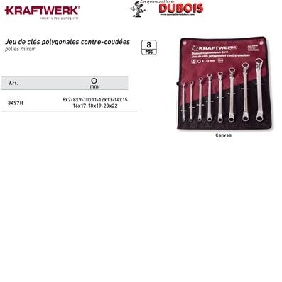 Jeu de 8 clés polyg. 6 à 22 mm, trousse promotion