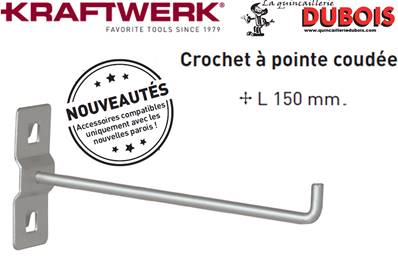 Crochet, 150 mm, à pointe repliée