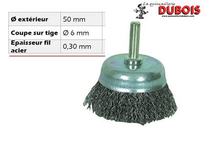 Brosse circulaire sur tige de 50 mm axe 6 mm
