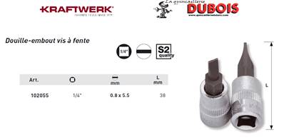 Douille-embout 1/4" vis à fente 5.5 mm
