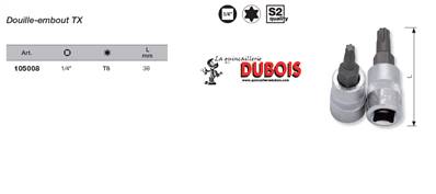 Douille-embout 1/4" TX T 8
