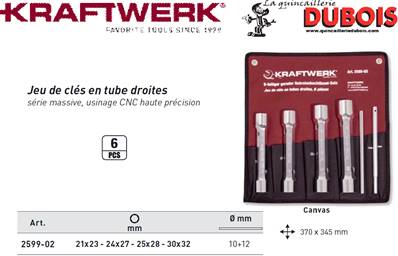 Jeu de 6 clés en tube droite 21-32 mm