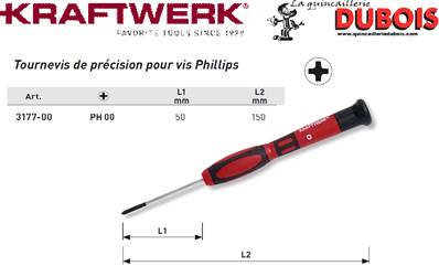 Tournevis préc. Phillips No. 00 x 75 mm
