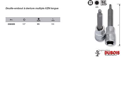 Douille-emb. 1/2" dent. mult. M5 100 mm