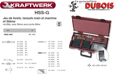 Coffret de tarauds+filières COMPLETO 40p