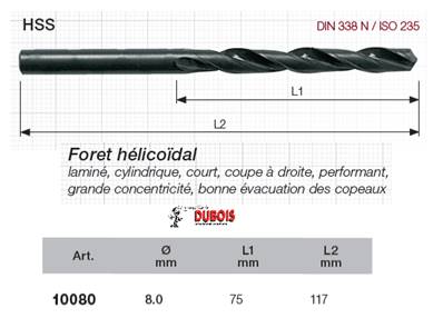 Forets HSS DIN 338-N 8.0 mm