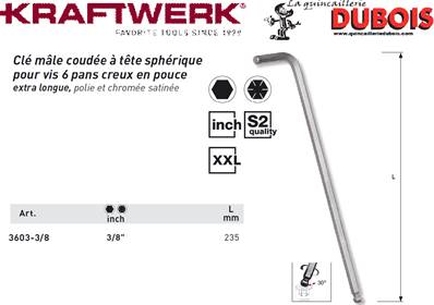 Jeu 9 clés mâles à tête sph. 1.5-10 Basic KRAFTWERK 3602KWJ