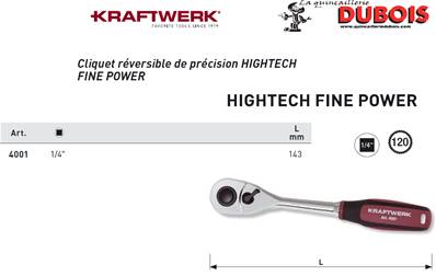 Cliquet réversible 1/4" 120 d. hightech KRAFTWERK PROMOTION 4001