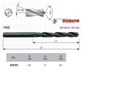 Forets HSS DIN 338-N 1.0 mm