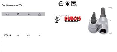 Douille-embout 1/4" TX T25