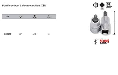 Douille-emb. 1/2" à denture multip. M10