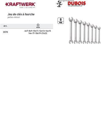 Jeu de 8 clés à f. pol. mir. 6 à 22 mm