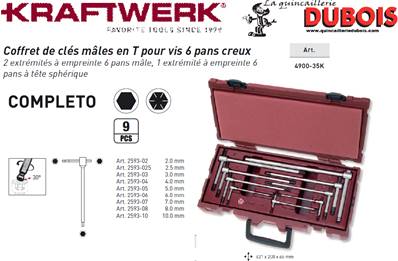 Coffret de 9 clés mâle 6 pans en T promotion