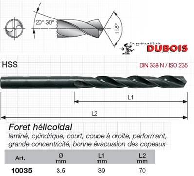 Forets HSS DIN 338-N 3.5 mm