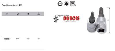 Douille-embout 1/4" TX T27