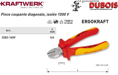 Pince coupante diag.VDE 160mm ergokraft KRAFTWERK 3282-160V