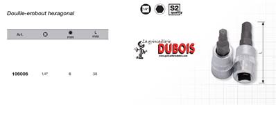 Douille-embout 1/4" 6 pans creux 6 mm