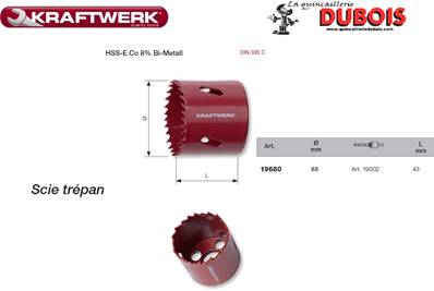 Scie trépans ASR bimétal+8%Co 68 mm